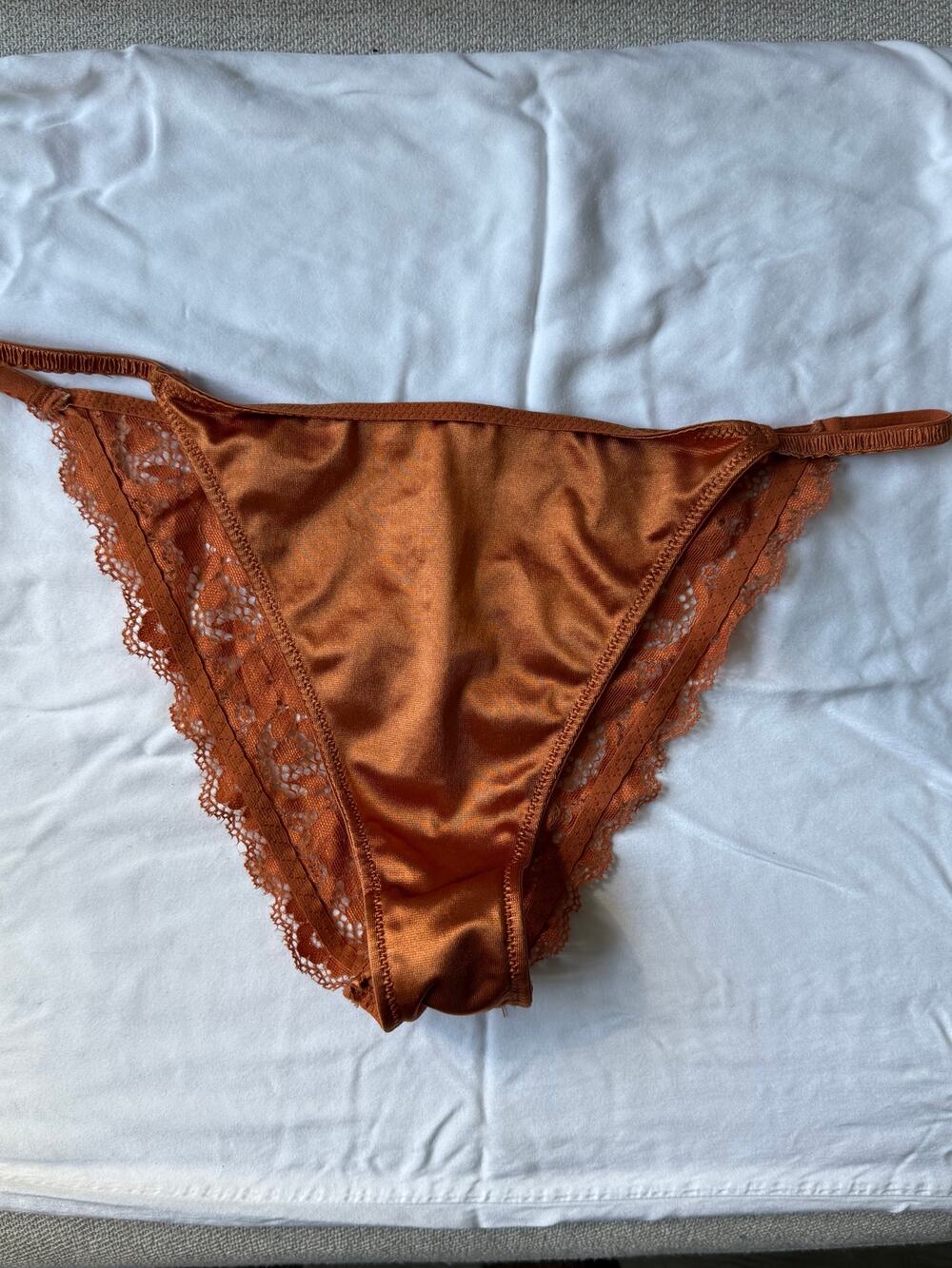Vintage Copper Lace String Bikini Panty – Size L